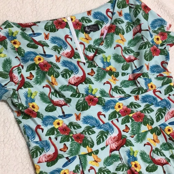 FLAMBOYANT FLAMINGO SWING DRESS 22/24 - Picture 6 of 12